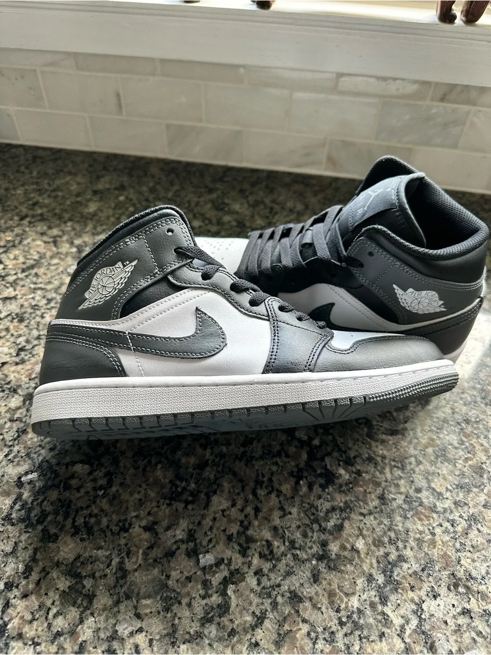 Jordan Men's Black and White Mid-Top Basketball Sneakers